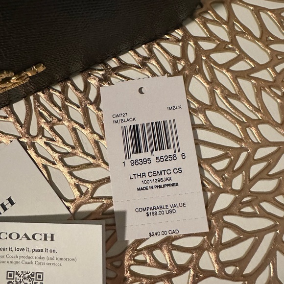 NWT Coach Black Leather Cosmetic Case - Picture 15 of 16